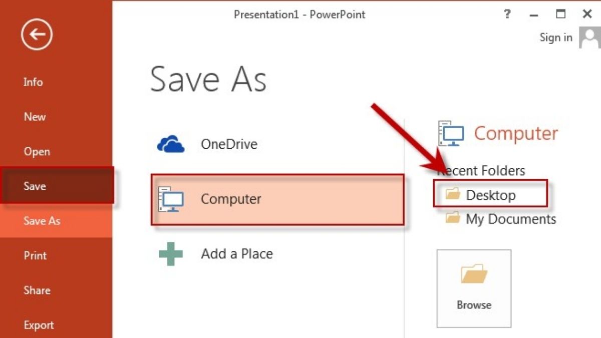 Cách lưu slide PowerPoint đã làm
