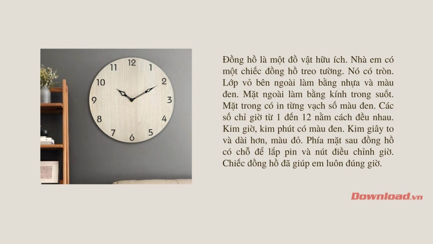 Tả chiếc đồng hồ (25 mẫu)                                   Tập làm văn lớp 2