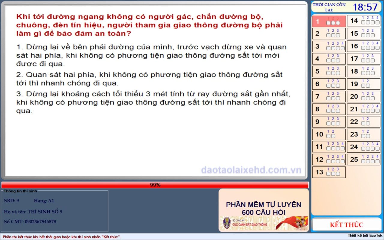 [ 2026]Thi thử bằng lái xe A1 trực tuyến-100% chuẩn đề BCATrung tâm thi lái xe- Học lái xe A1,B1,B2,C tại Hải Dương
