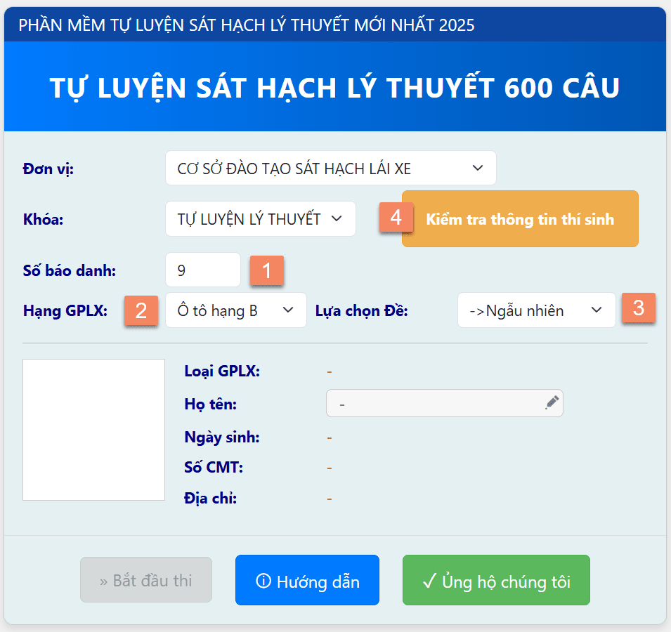 ôn tập bằng lái xe A1 trực tuyến