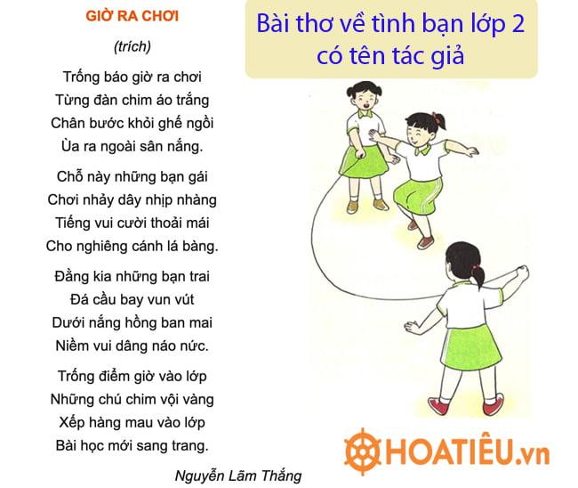 Bài thơ về tình bạn lớp 2 có tên tác giả