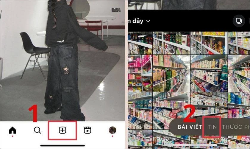 chọn thêm tin mới trên instagram