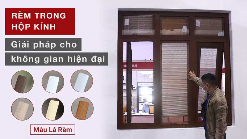 Cửa số 3 cánh rèm trong kính hộp
