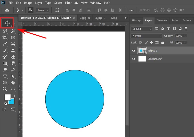 Vẽ hình tròn bằng công cụ Ellipse Tool