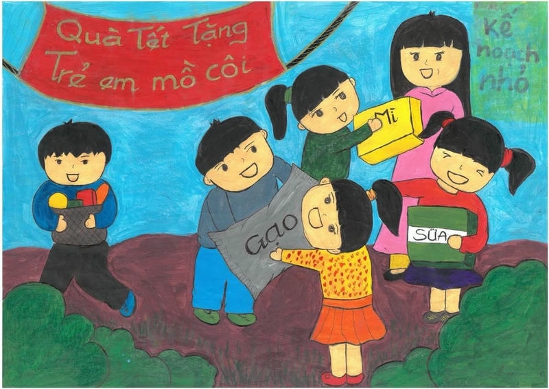 vẽ tranh hoạt động thiện nguyện giàu cảm xúc