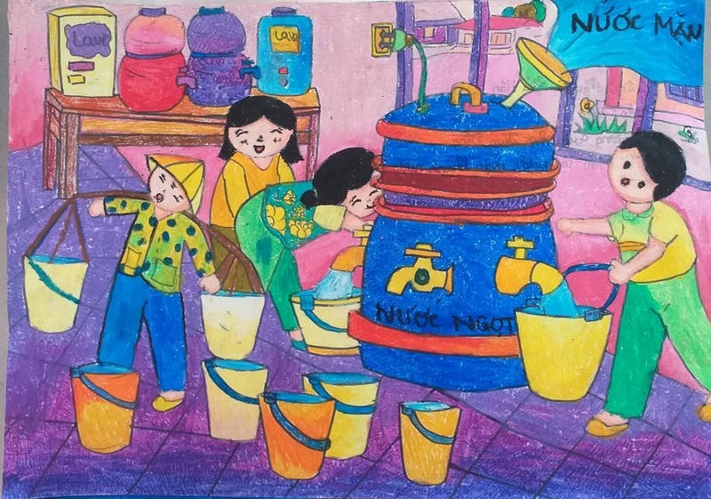 ảnh vẽ tranh hoạt động thiện nguyện giàu ý nghĩa