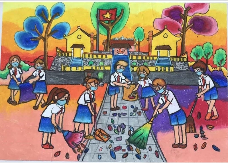 ảnh vẽ tranh hoạt động thiện nguyện sáng tạo