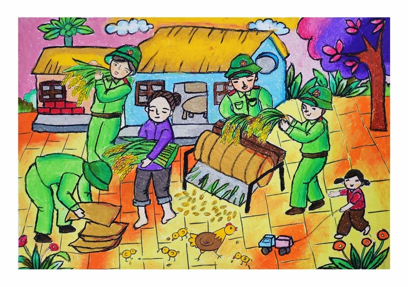 tranh thiếu nhi vẽ tranh hoạt động thiện nguyện ý nghĩa