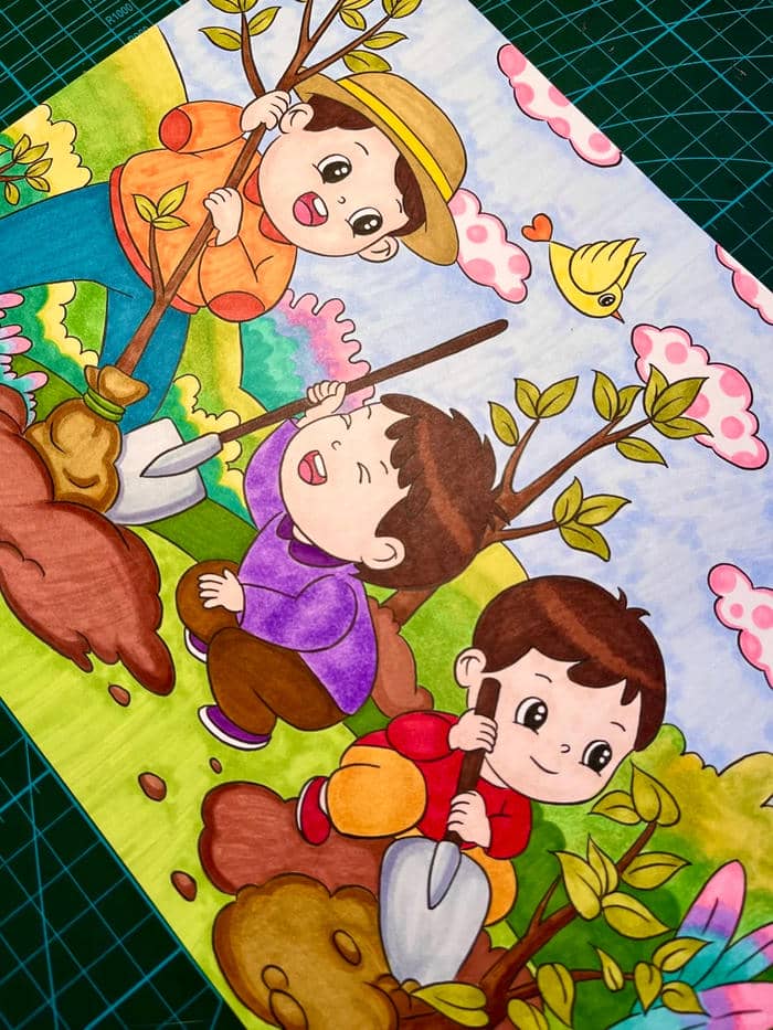 vẽ tranh trồng cây