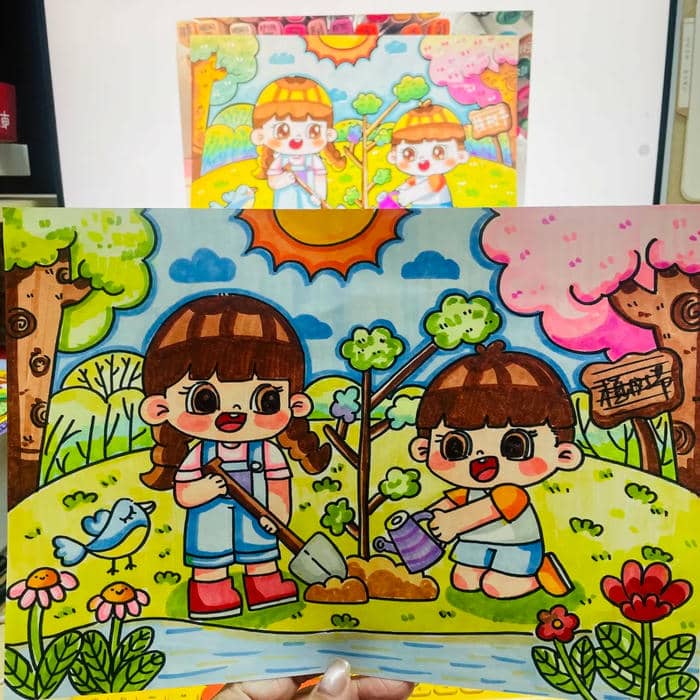 vẽ tranh trồng cây chống ô nhiễm