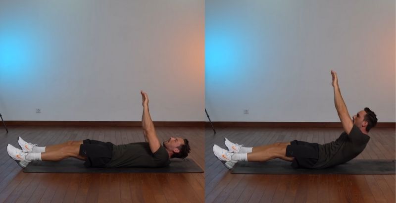 bài tập cơ bụng 6 múi học sinh straight leg crunch