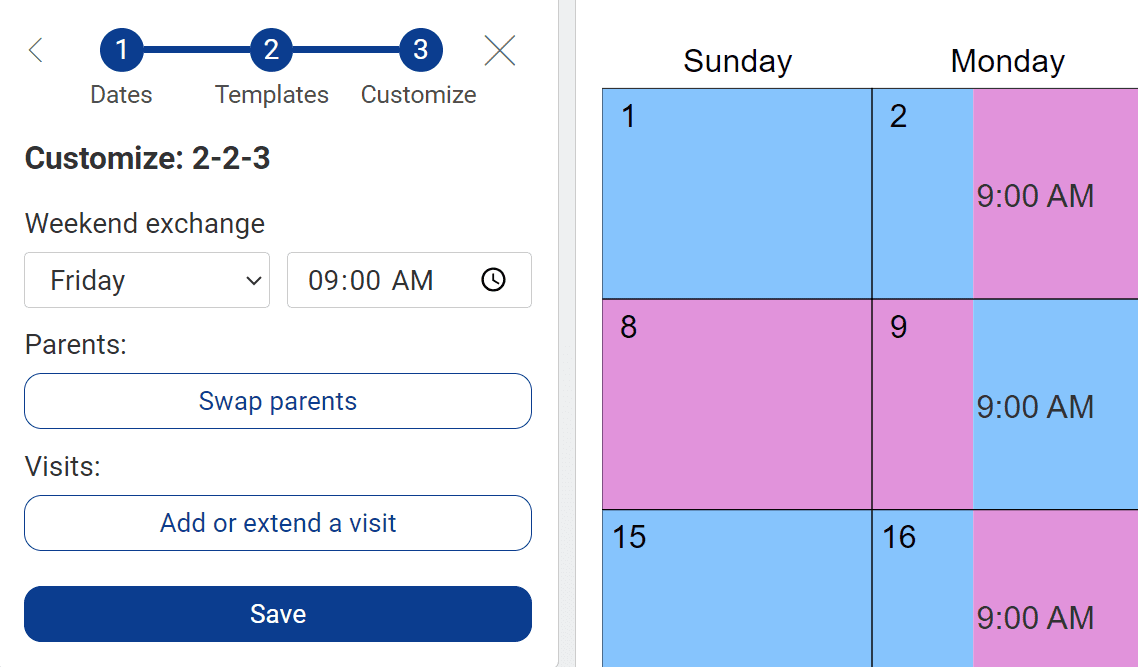 2-2-3 Custody and Visitation Schedule Examples