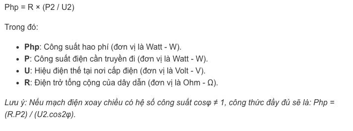 công suất hao phí