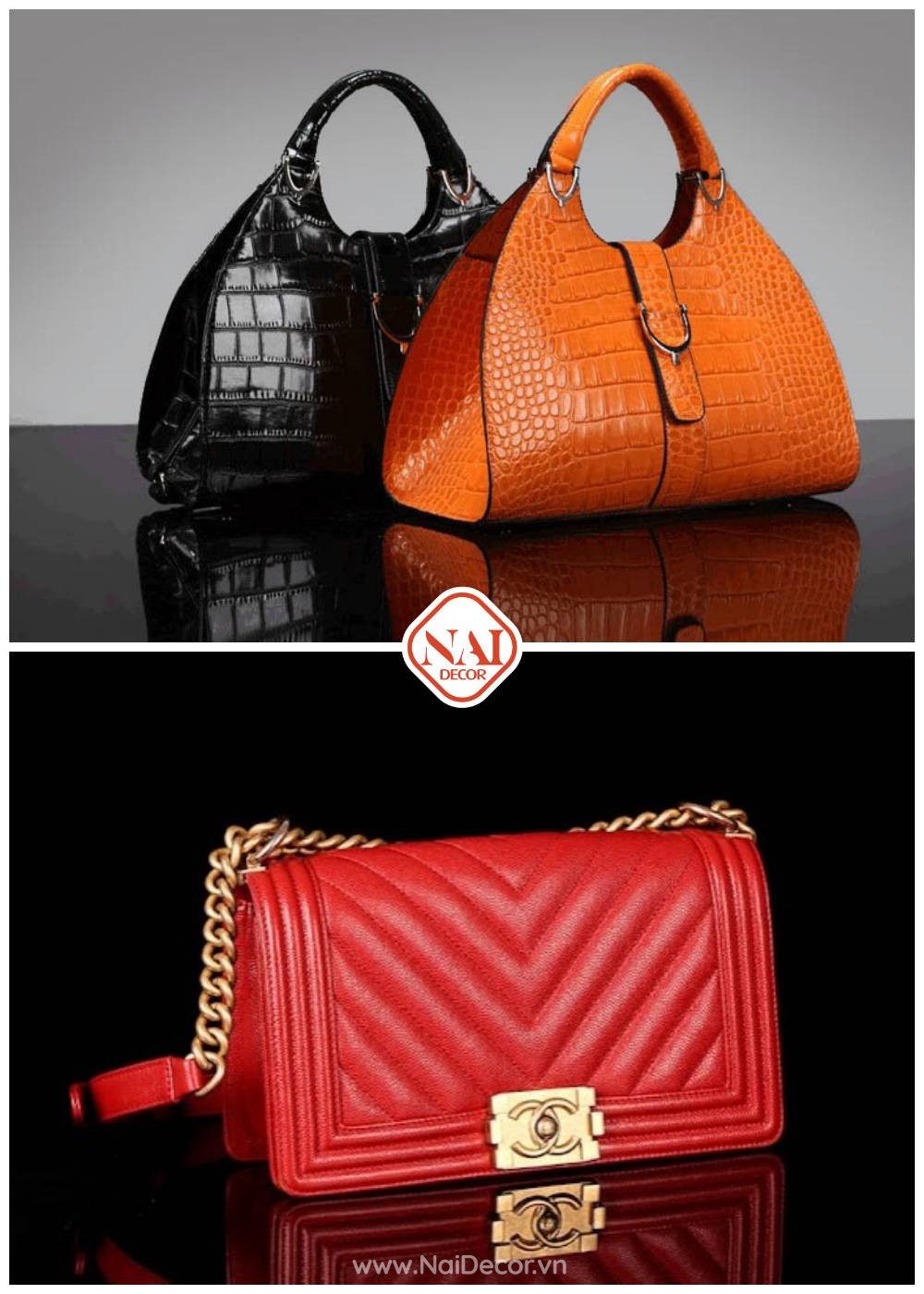 Chup Anh Tui Xach Dep Voi Phong Nen Mat Guong