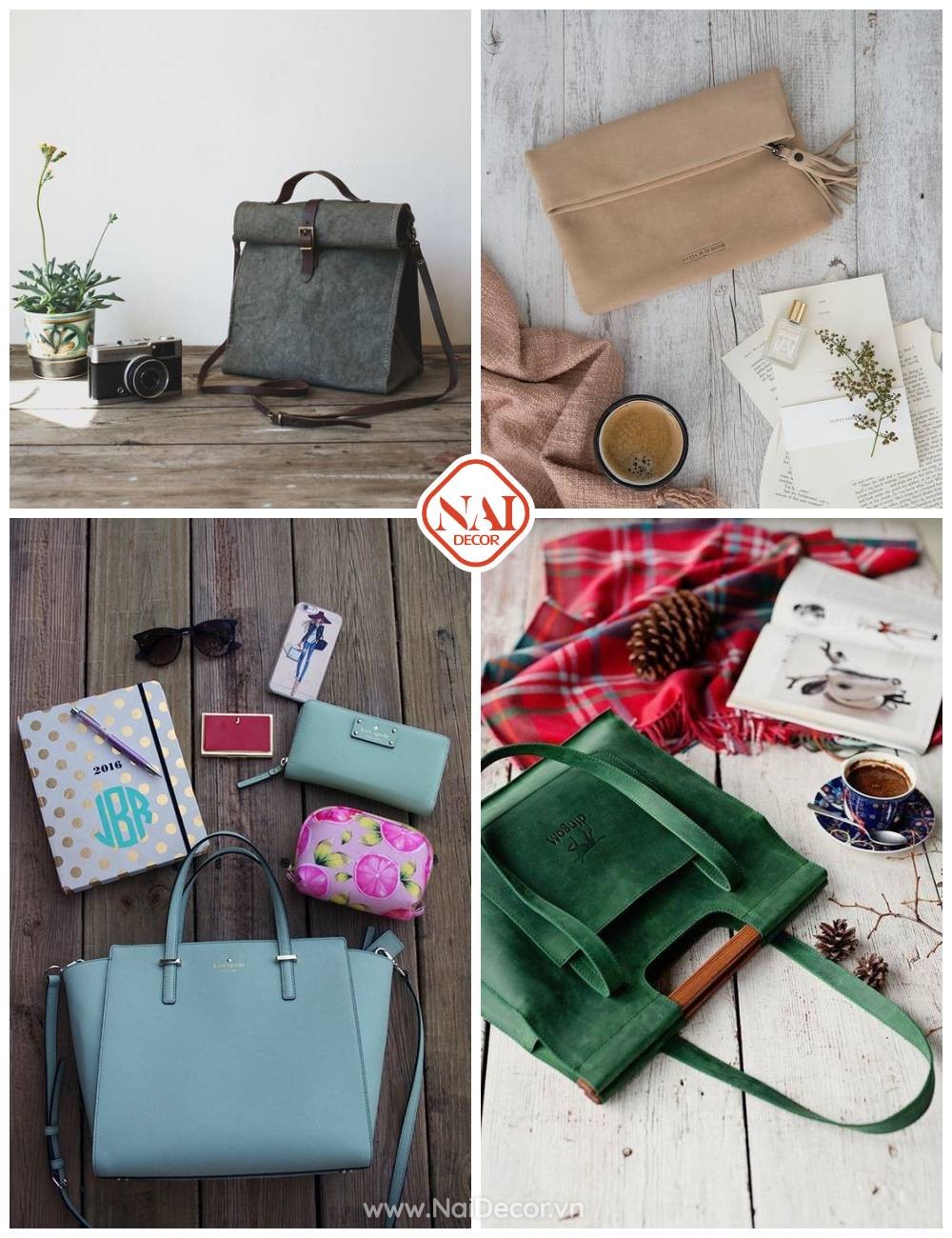 Chup Anh Tui Xach Dep Voi Phong Nen Go