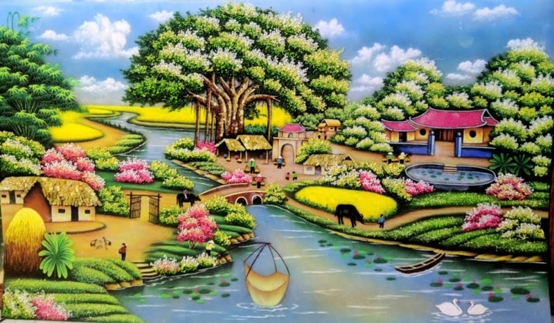 Những mẫu tranh dân gian về phong cảnh làng quê 2