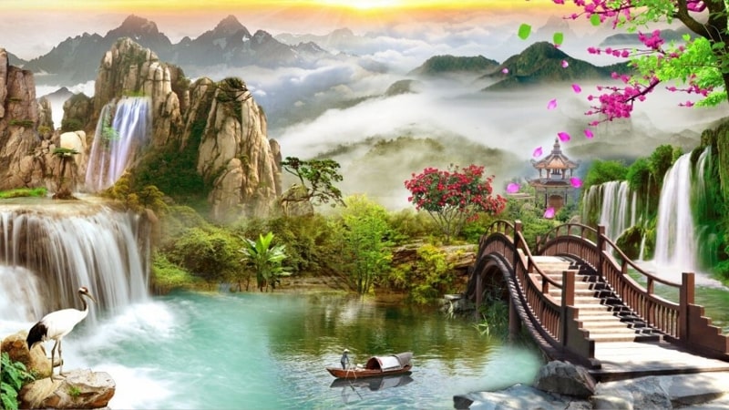 Tranh phong cảnh đẹp về núi rừng, thiên nhiên hùng vĩ 3