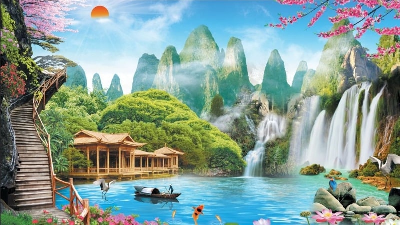 Tranh phong cảnh đẹp về núi rừng, thiên nhiên hùng vĩ 4