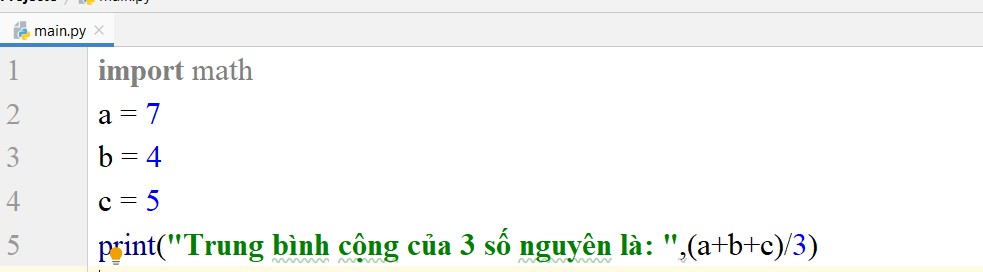 hình tính giá trị trung bình cộng 3 số nguyên