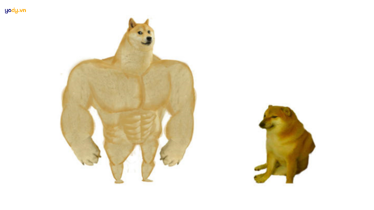Ảnh meme Cheems vs Swole Doge