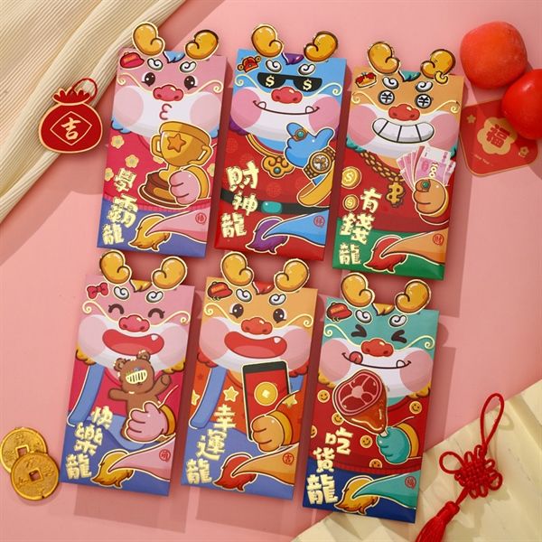 Set 6 bao lì xì hình con rồng chibi dễ thương cho bé nhiều hình(dọc) 21-41