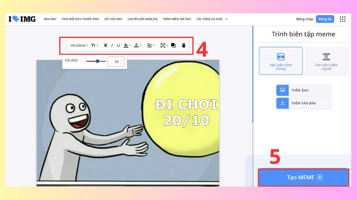 Dùng ứng dụng tạo meme online