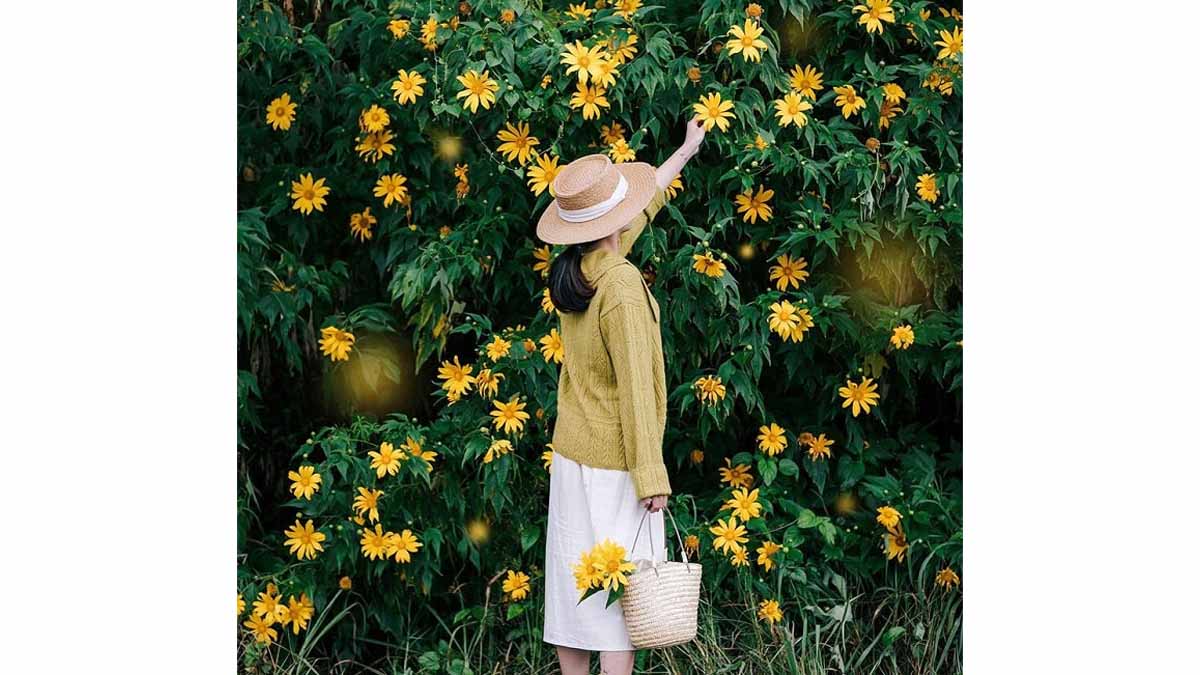 Cách chụp ảnh cùng giỏ hoa