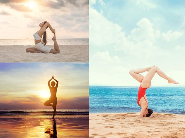 Dáng yoga ấn tượng vào bình minh hoặc hoàng hôn