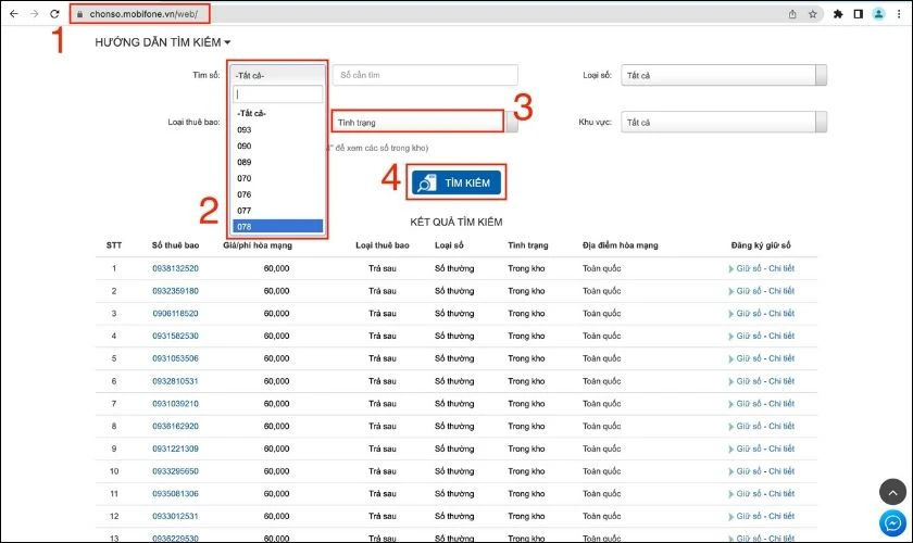 cách đăng ký đầu số 078 trên website