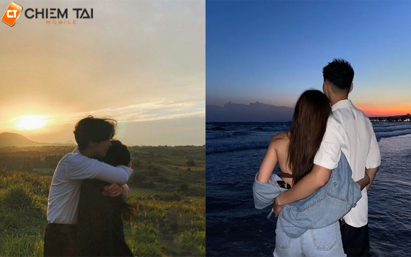 Dáng chụp ảnh với người yêu khi ôm từ phía sau