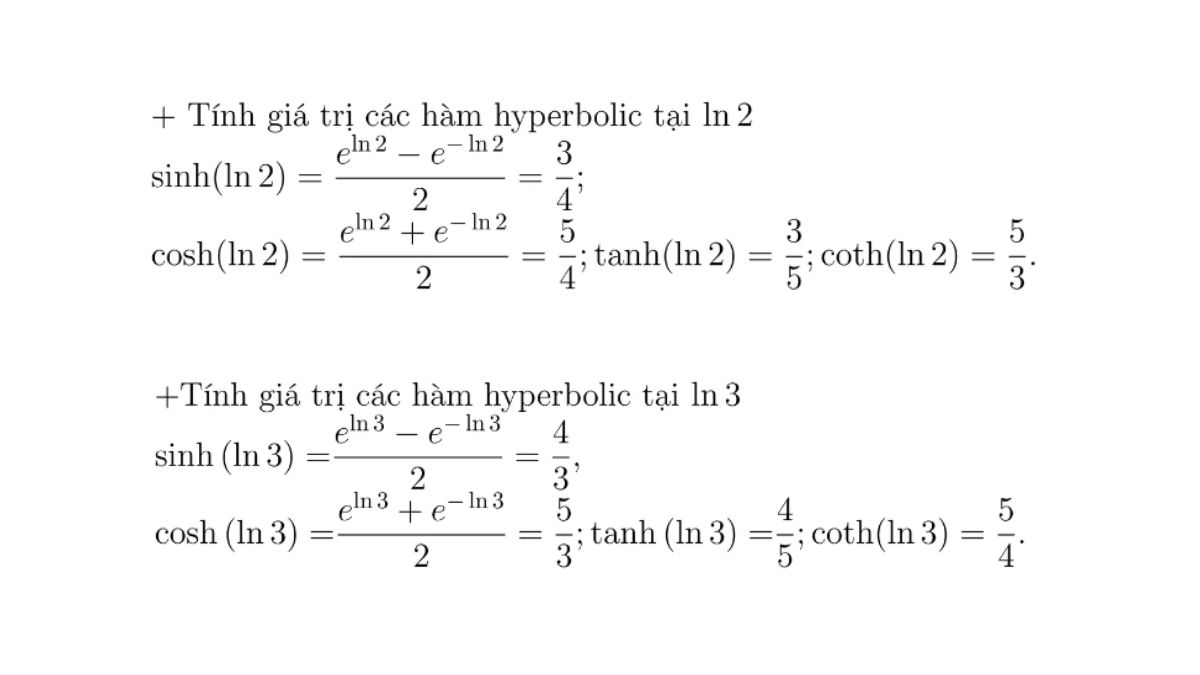 Ví dụ hàm Hyperbolic
