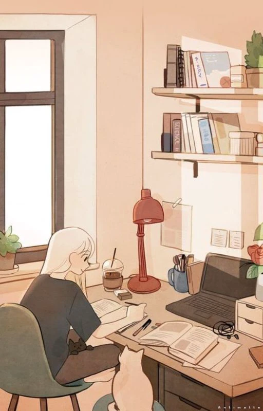 Ảnh nền chill học tập cài điện thoại