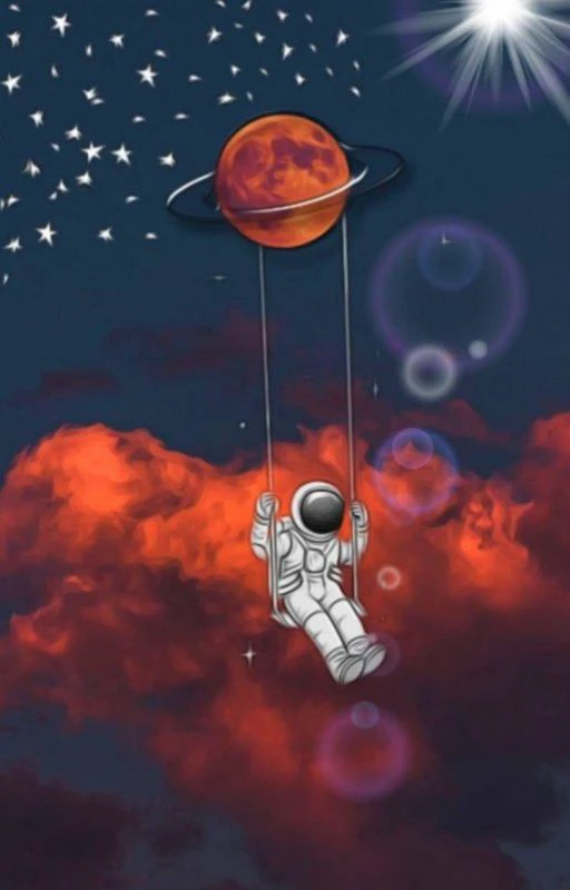 Wallpaper chill phi hành gia cho điện thoại