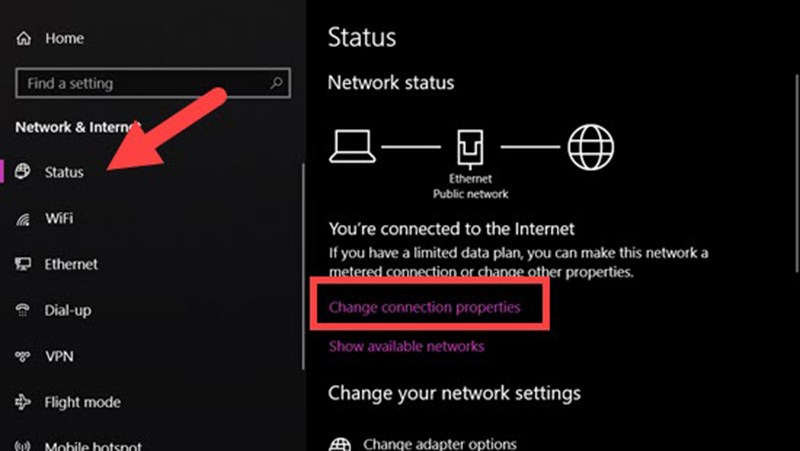 Click chuột phải vào biểu tượng mạng sau đó chọn Open Network & Internet Settings.