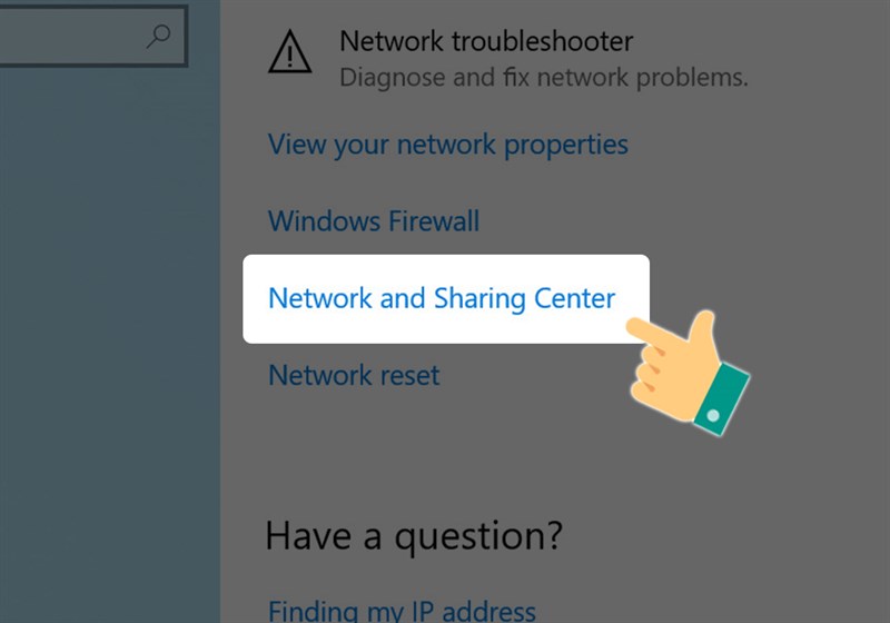 Chọn Open Network and Sharing Center