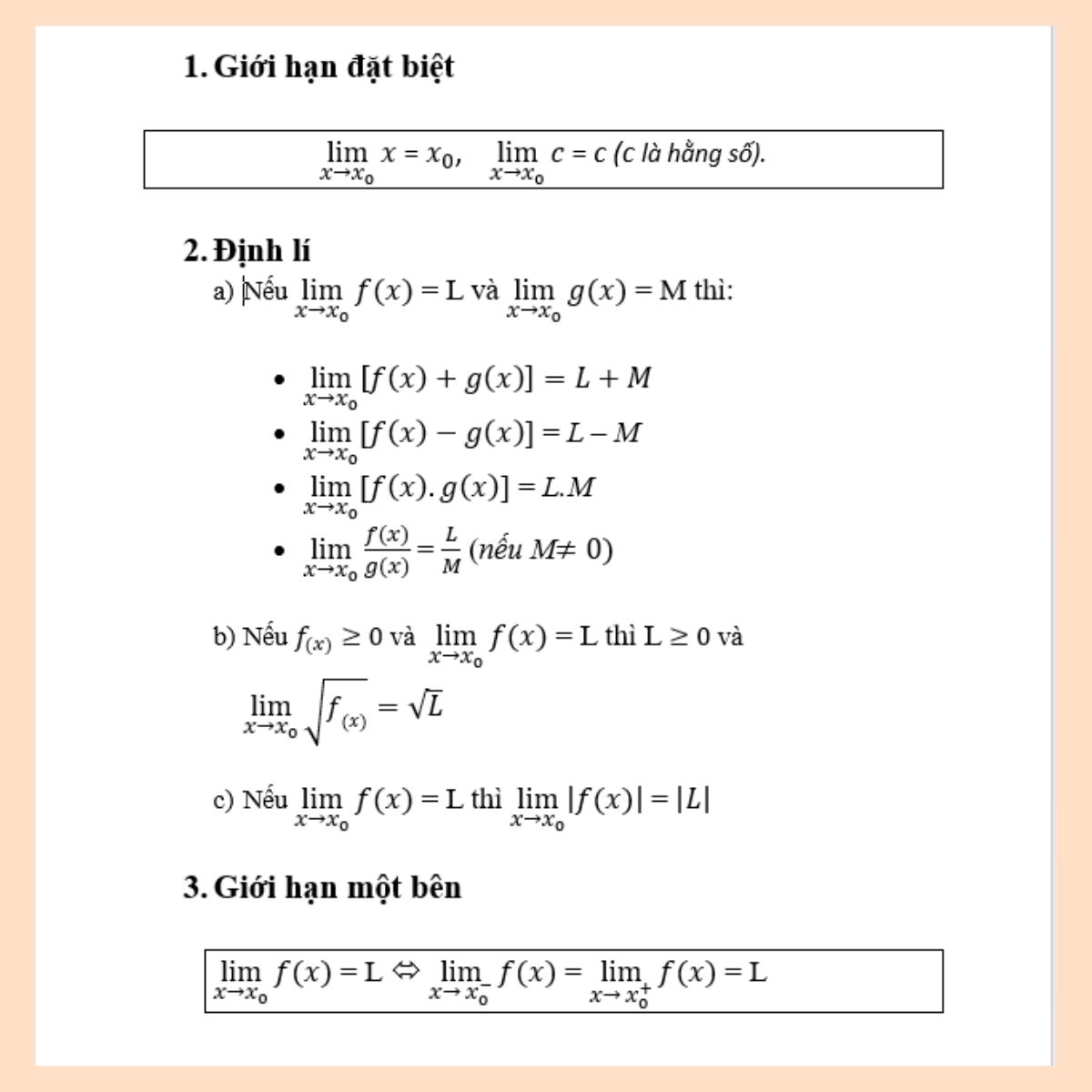 Giới hạn vô hạn và giới hạn ở vô cực