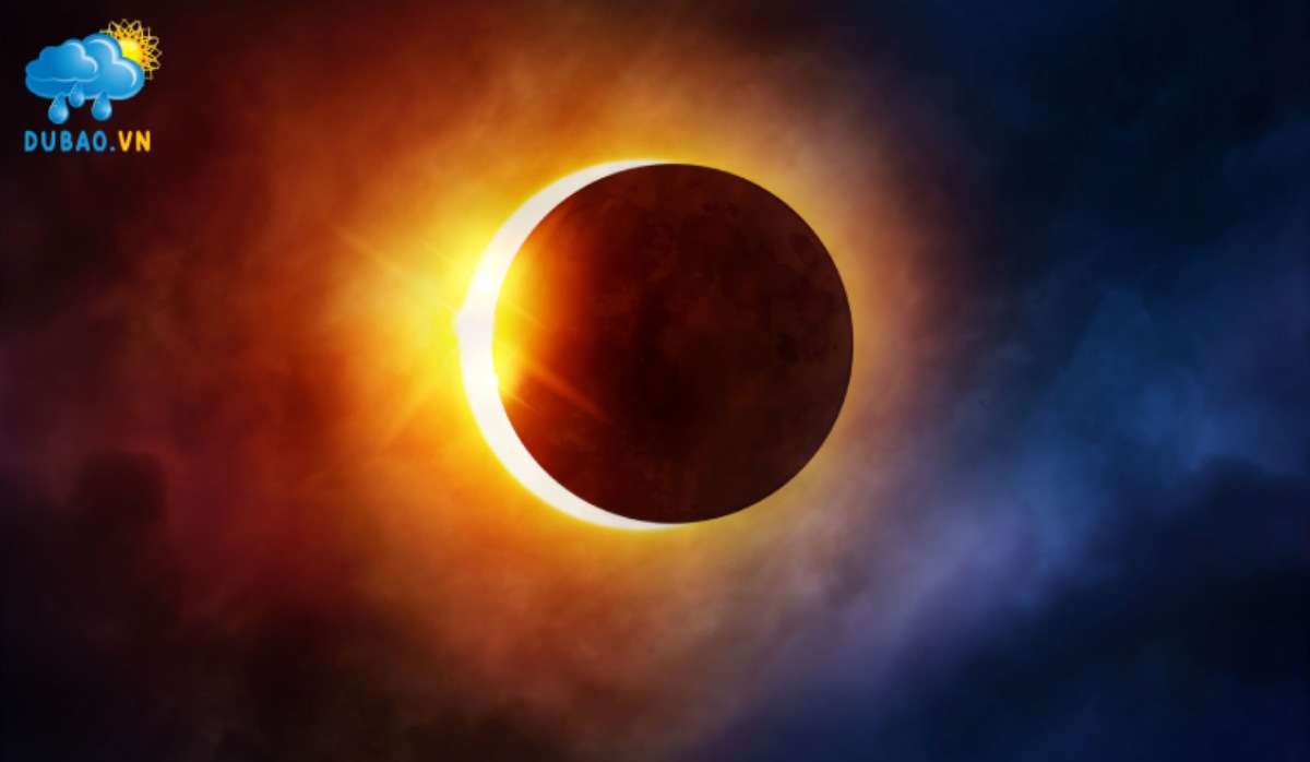 Nhật thực xảy ra khi mặt trời, mặt trăng và trái đất cùng nằm vị trí thẳng hàng trên một đường phẳng