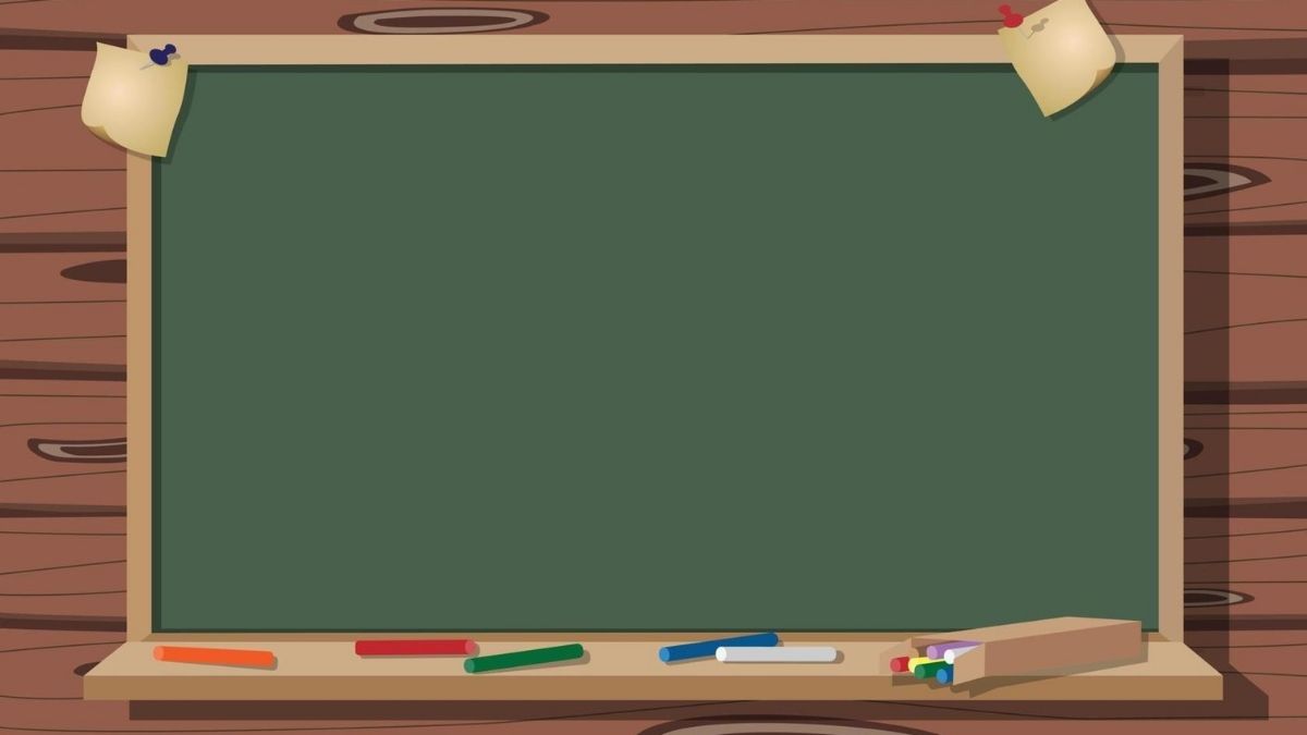 Bảng phấn xanh trên nền gỗ với phấn màu làm mẫu powerpoint 20/11