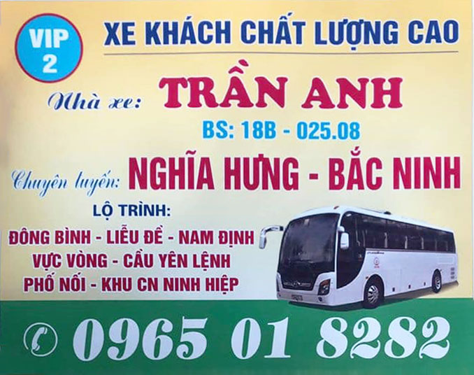 Nhà Xe Trần Anh: Nghĩa Hưng Nam Định Bắc Ninh