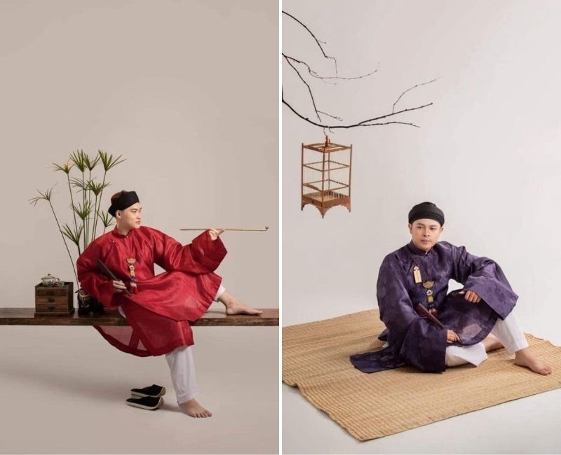 tạo dáng ngồi trên chiếu hút thuốc