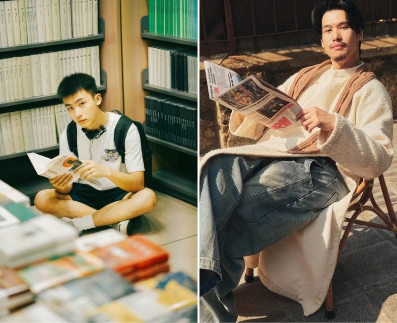 tạo dáng đọc sách tri thức