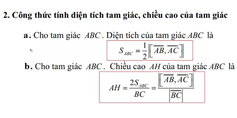 Công thức tính diện tích tam giác trong OXYZ và bài tập ví dụ