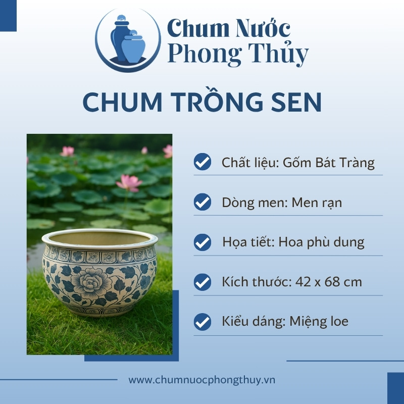đặc điểm Chậu Trồng Cây Thủy Canh Men Rạn Bát Tràng Họa Tiết Hoa Phù Dung CS-08