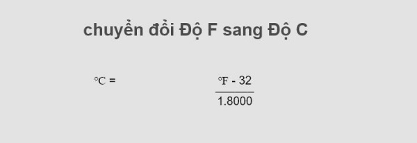 Công thức chuyển đổi từ độ F sang độ C
