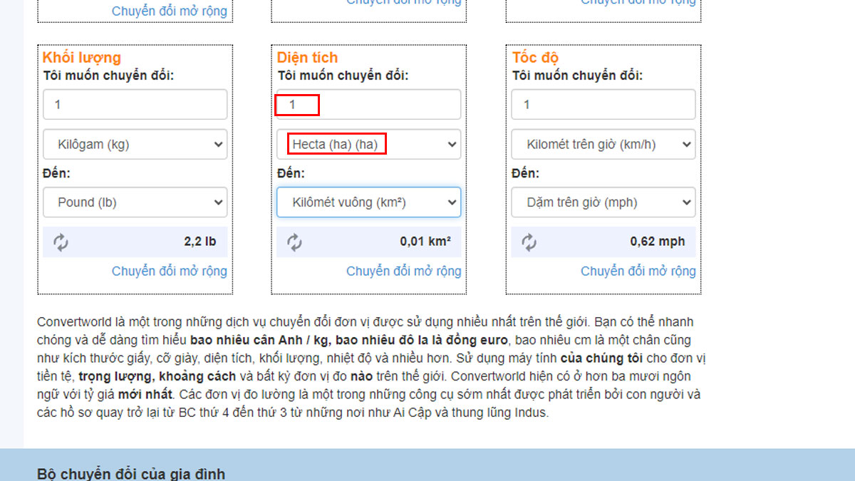 Bật mí mẹo chuyển đổi ha sang đơn vị khác cực đơn giản bước 2