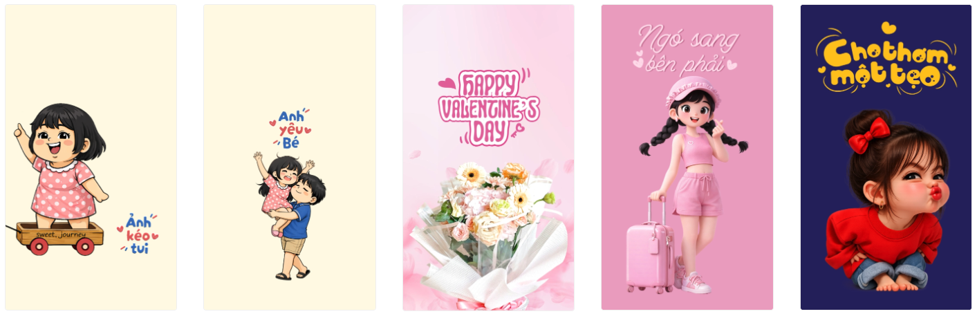 Trọn bộ hình nền cặp đôi dễ thương, ảnh chibi couple lãng mạn được đổi kích thước online, miễn phí