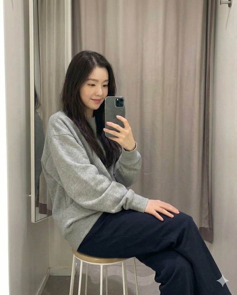 Phong cách 6: Selfie trước gương ngồi ghế, vibe đời thường