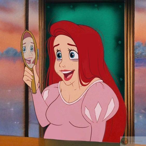 Ảnh công chúa soi gương meme