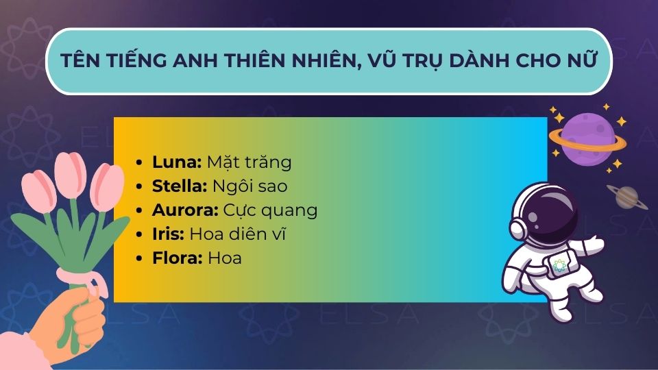 Tên tiếng Anh thiên nhiên, vũ trụ dành cho nữ