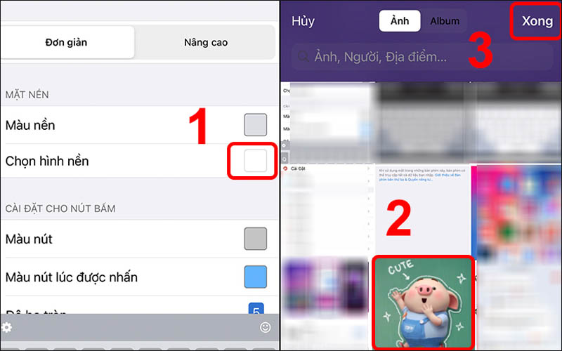 Chọn hình nền cho bàn phím